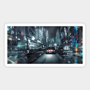 cyber futuristic punk style city Sticker